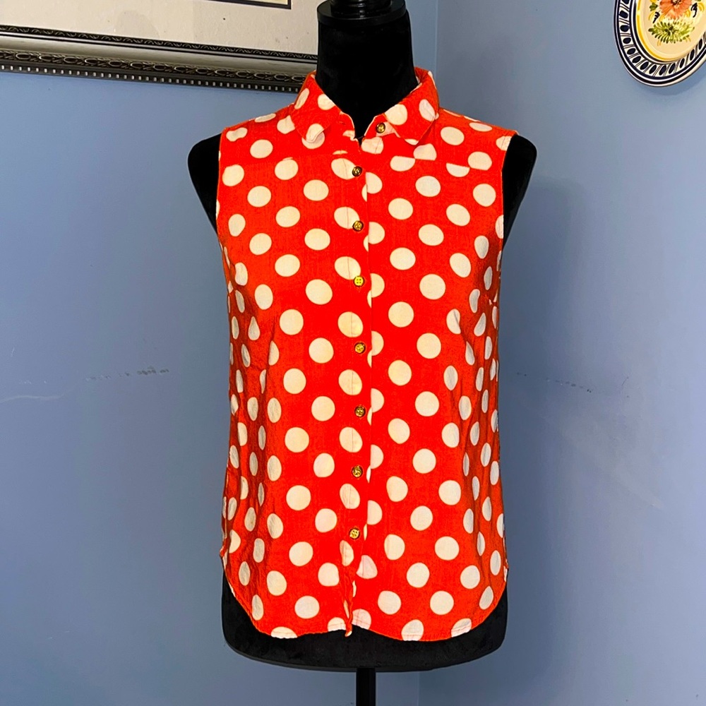 Lattice Back Polka Dot Blouse